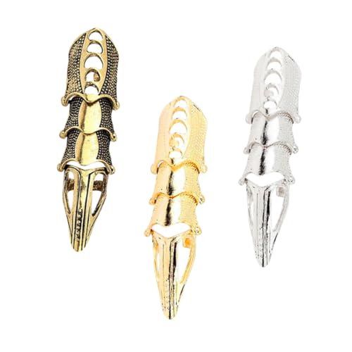 Mikinona 3 Stück Metall Fingernagel Klauen Ringe für Cosplay und Rollenspiele Hohles Muster Leicht Langlebig Finger Zubehör für Halloween und Kostümpartys von Mikinona