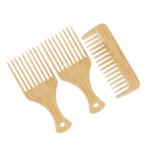 Mikinona 3stücke Holzkamm Mit Breiten Zähnen Aus Bambus Mit Haarnadeln Für Styling Entwirren Von Nassem Oder Lockigem Haar Leicht Und Tragbar Für Männer Und Frauen von Mikinona