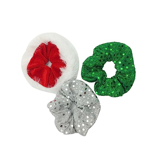 Mikinona 3stücke Weihnachts Haargummis Mit Pailletten Kreative Haarschmuck Accessoires Für Und Mädchen Für Festliche Anlässe Und Täglichen Gebrauch von Mikinona