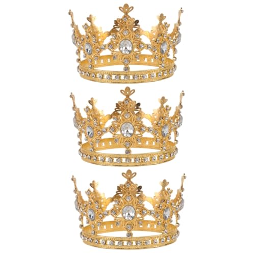 Mikinona 3stücke Junge Mädchen Geburtstagskrone Tortenaufsatz Für Junge Mädchen Goldene Krone Für Geburtstagsfeiern Dekorative Kopfbedeckung Für Kuchen Und Desserts Festliches von Mikinona