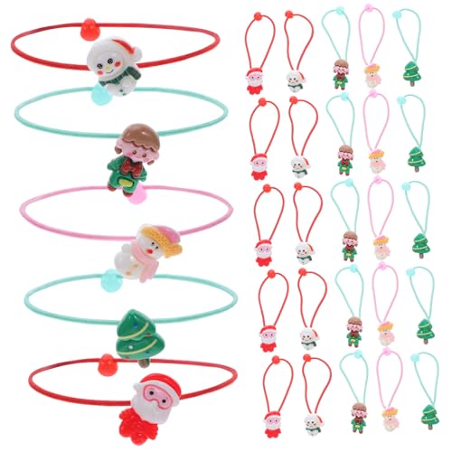 Mikinona 30 Stück Teiliges Haargummis Weihnachtsmotive Bunte Elastische Haarschleifen für Kleine Mädchen Schonend kein Ziehen Weiche Haarbänder für Ponytails an Feiertagen und Alltag von Mikinona