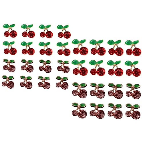 Mikinona 32 Stück Nail-Art-Zubehör Kirsche Nagel Charms Nieten Zucht Kunst weihnachtsdeko Nageldekoration Nägel Charme Kirsch-Charme Charms für Nageldesign Legierung von Mikinona