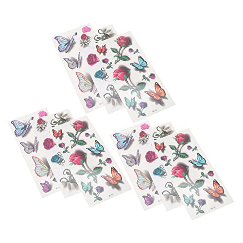 Mikinona 4 Sets Elegante Temporäre Aufkleber Körperaufkleber Glitzer Schmetterling Und Blume Form Für Party Spaß 9 Blätter * 4 von Mikinona