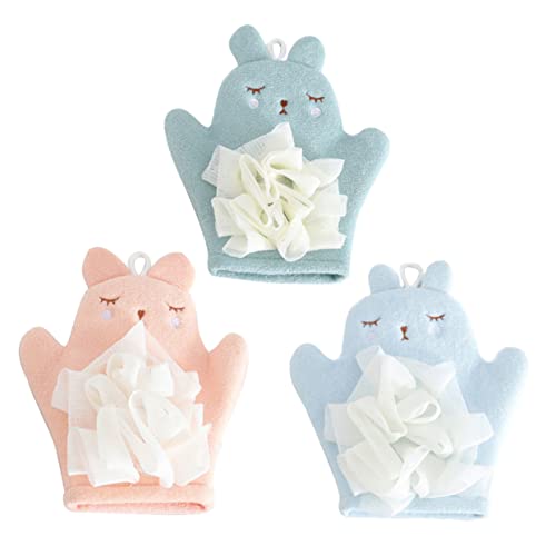 Mikinona Bezaubernder Cartoon-duschhandschuh für Kinder 3er-pack Badehandschuhe Sanfter Peeling-waschhandschuh für Empfindliche Haut Duschbürste Badezubehör für Kinder Zufällige Farbe von Mikinona