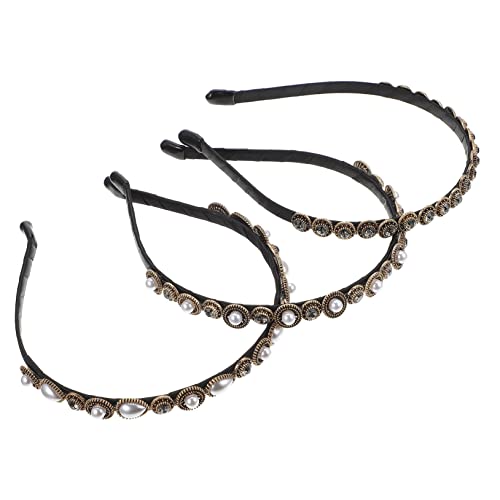 Mikinona 3stücke Perlenstirnband Barock Für Damen Zarter Kopfschmuck Aus Legierung Schicke Perlen Haarreifen Für Mode Party Hochzeit Und Alltag von Mikinona
