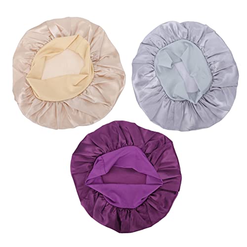 Mikinona 3stücke Elastische Schlafmütze Aus Satin Extra Für Frauen Mit Langem Haar Oder Zöpfen Satinhaube Zum Einwickeln Der Haare von Mikinona