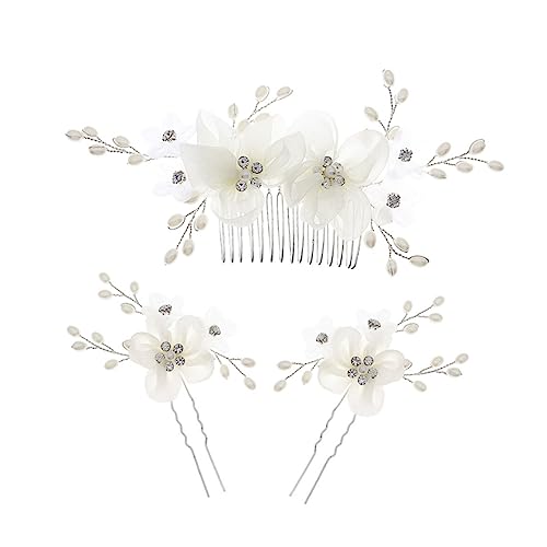 Mikinona 3St Kamm Haar Klammern hair styling haarpin Perlenreben-Stirnband Braut Haarnadel Haarspangen kopfschmuck Retro-Haarnadel Haarschmuck Kleid Kopfbedeckung einstellen Damen von Mikinona