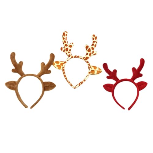 Mikinona 3St Weihnachtsgeweih Stirnband Festival-Kopfbedeckung Weihnachtsstirnbänder Tiara kuscheltier weihnachtshirschgeweih kopfbedeckung Weihnachtshaarband Cosplay Stoff von Mikinona