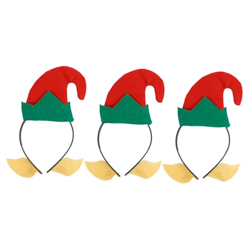 Mikinona 3St Weihnachtsstirnband weihnachtsmütze für kinder weihnachtsmannmützen für kinder Elfenhut Haarband Narrenkappe Haargummi weihnachtsdeko Weihnachtshaarband lustig von Mikinona