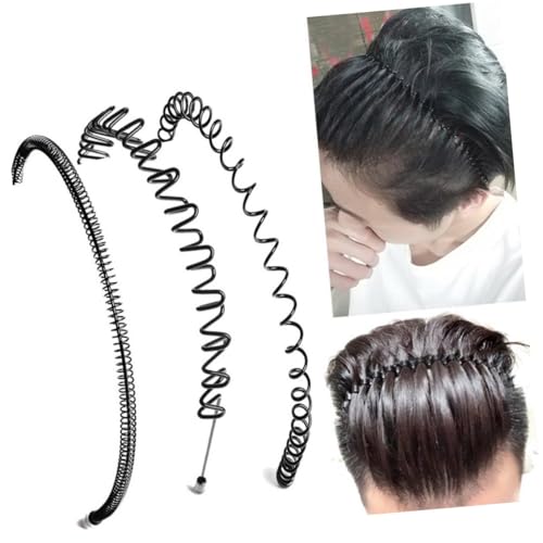 Mikinona 3stücke Haarband Schwarz Für Damen Und Herren Sport Haarreif in Spiralform Unisex Stirnband Mit Wellenförmigen Haarnadel Unsichtbares -band Haarschmuck Für Langes Haar Und von Mikinona