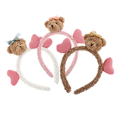 Mikinona 3stücke Haarband Für Mädchen Aus Plüsch Und Harz Entzückende Haarreifen Mit Herzform Und Bären Stirnband Für Party Und Festival Kopfbedeckung Für Geburtstagsfeiern Und von Mikinona