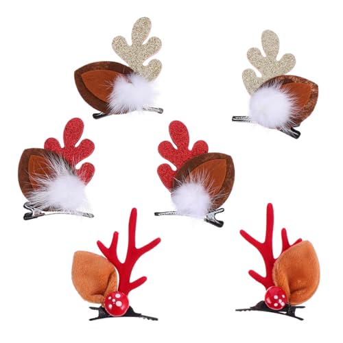 Mikinona 3paare Weihnachts-haarclips Mit Rentiergeweih-design Für Mädchen Und Erwachsene Handgefertigte Haarschmuckstücke Für Festliche Anlässe Gold Rot von Mikinona