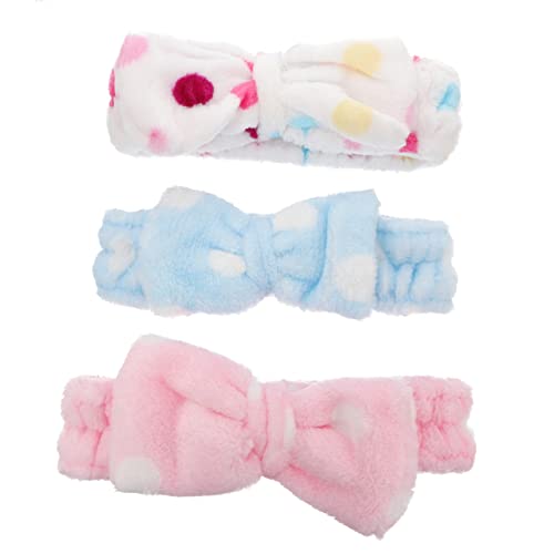 Mikinona 3stücke Schleifen-make-up-stirnband Elastisches Schleifen-make-up-stirnband Zum Waschen Gesichts Und Duschen Bequeme Fleece Stirnbänder Für Gesichtspflege von Mikinona