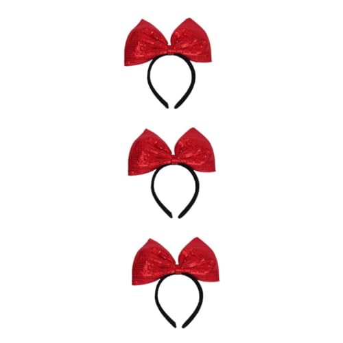 Mikinona 3stücke Sequin Haarband Mit Großer Schleife Rotes Party-headwrap Niedliches Accessoire Für Und Besondere Anlässe Elegantes Haarschmuck-design Für Damen von Mikinona