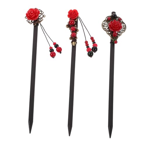 Mikinona 3stücke Holz Haarstäbe Mit Blumenmuster Chinesische Haarnadeln Für Langes Haar Haarstäbchen Für Frauen Japanische Haaraccessoires Haarknotenhalter Lange Haarnadel Zubehör von Mikinona