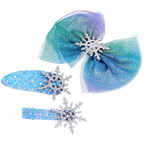 Mikinona 3stücke Teiliges Set Weihnachts-haarspangen Mit Schneeflocken-design Und Schleifen Haaraccessoires Für Festliche Anlässe Und Tägliches Tragen Für Mädchen von Mikinona