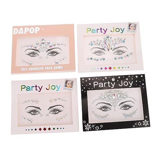 Mikinona 4blätter Gesicht Juwelen Gesicht Edelsteine Aufkleber Make up Strass Aufkleber Für Festival Party Augenbrauen Stirn Dekoration Aus Acryl Wiederverwendbar Für Halloween Cosplay von Mikinona