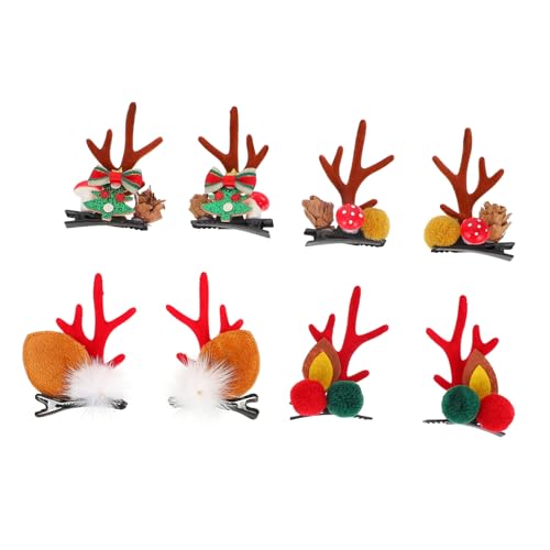 Mikinona 4 Paare Weihnachtliche Rentiergeweih Haarspangen Set Haarklammern für Mädchen und Rutschfest Charmante Tierhorn Accessoires für Festliche Anlässe von Mikinona