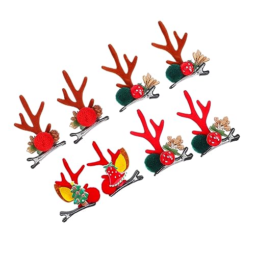 Mikinona 4 Paare Weihnachts Haarspangen für Junge Mädchen Rentiergeweih Haarklammern Bunte Antler Hair Clips Festlicher Haarschmuck für Weihnachten Geburtstag und Neujahrsfeiern von Mikinona