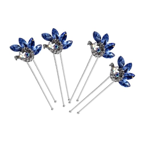 Mikinona 4 Stck. Strasshaarpin Hochzeit Haarschmuck für die Braut Haarnadel Barrettes für Frauen Sei Zu Blau funkeln Haarschmuck aus Strass Strassnadel für Haare Metall Blue von Mikinona