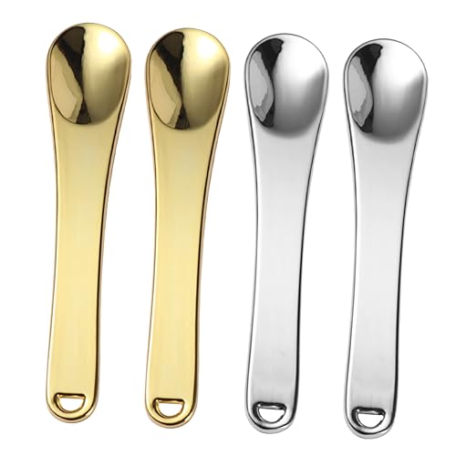 Mikinona 4stücke Schaufel Cremeschaufel Make-up-cremelöffel Aus Zinklegierung Kosmetiklöffel Gesichtsmaskenlöffel Lippenstift-puderlöffel Make-up-unterpaket-werkzeug Beauty-tool Für Frauen von Mikinona