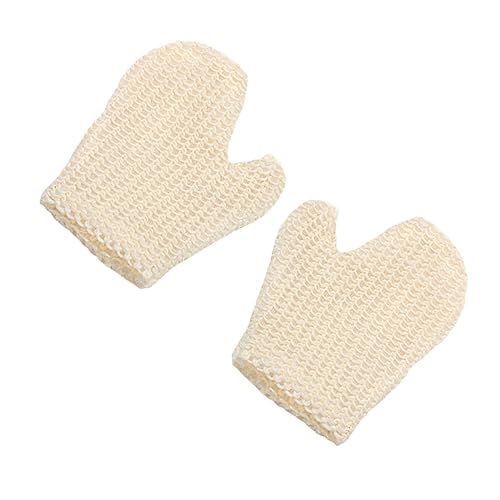 Mikinona 4 Stück Badehandschuhe aus Sisal Peeling-Handschuhe Körperpeeling -Waschlappen Bad Waschhandschuh Reinigungshandschuhe peeling handschuh Badetücher Badetuch Duschbürste Weiß von Mikinona