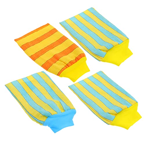 Mikinona 4 Stück Badetuch Handschuhe Dusche Haut Waschen Peeling-badehandschuhe Erwachsene Reiniger Sanft Haushalt Badehandschuh Dusch-peelinghandschuh Schrubben Sie Frottee von Mikinona