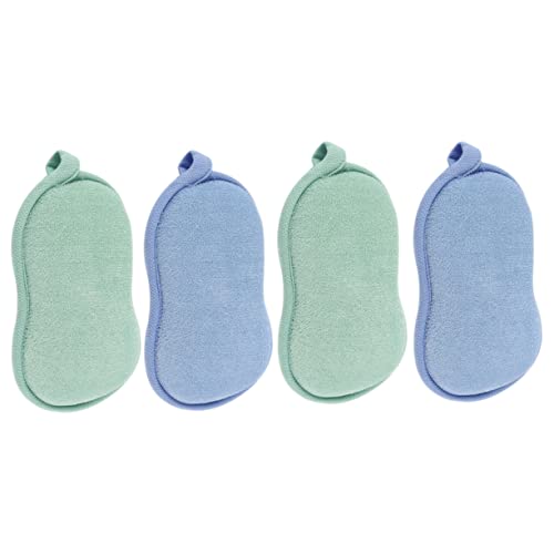 Mikinona 4 Stück Badetuch Plüschbad Staubschwamm -Badeschwamm Spülschwamm Küchenschwämme kinderspfa badehandtuch doppelseitiger Badeschwamm Schwammwäscher Pflanzenfasern Blue von Mikinona