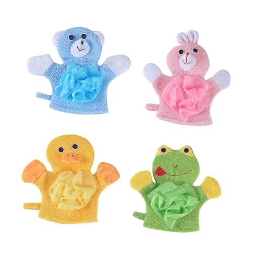 Mikinona Badetuch-Set 4-teilig für Kinder Duschtuch Körperreiniger mit Handschuh für Familienkinder von Mikinona