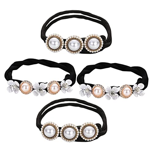 Mikinona 4stücke Pferdeschwanzmanschette Elastische Haargummis Mit Blume Und Perle Haarschmuck Für Frauen Und Mädchen Langlebig Und Praktisch Für Alltag Und Party von Mikinona