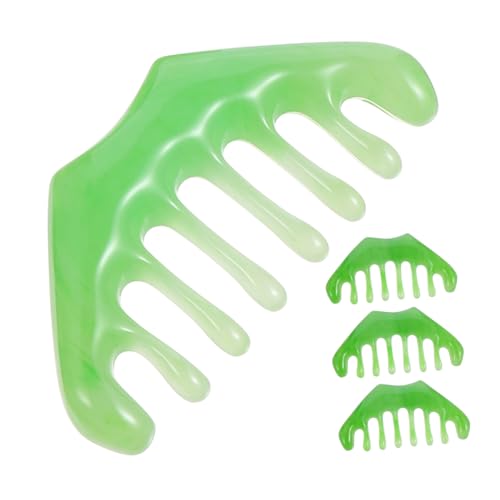 Mikinona 4 Stück Gua Sha Massagekamm Breitzinkiger Handkamm aus Harz für Kopfhautmassage Sanftes Entwirren Exfolierend Fördert Haar Kopfhautpflege Leicht und Kompakt für Damen und Herren von Mikinona