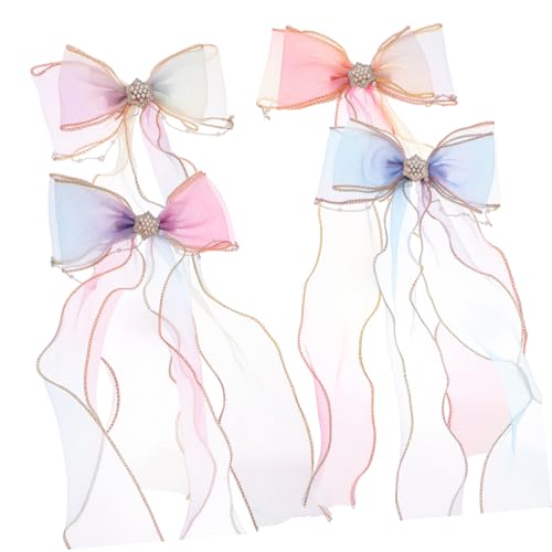 Mikinona 4stücke Haarschleifen Für Mädchen Aus Bändern Große Schleifen Haarspangen Haaraccessoires Für Mädchen Im Alltag Reisen Leicht Anzuziehen von Mikinona