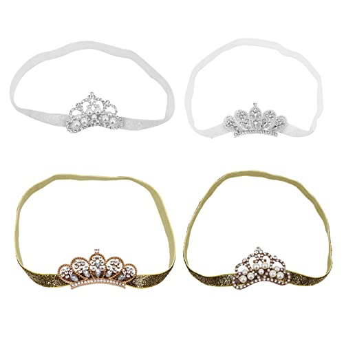 Mikinona 4stücke Mädchen Krone Stirnbänder Elastisches Haar Zubehör Für Kleinkinder Party Kopfschmuck Glitzer Kopfbedeckung Junge Mädchen Krone Kopfschmuck von Mikinona