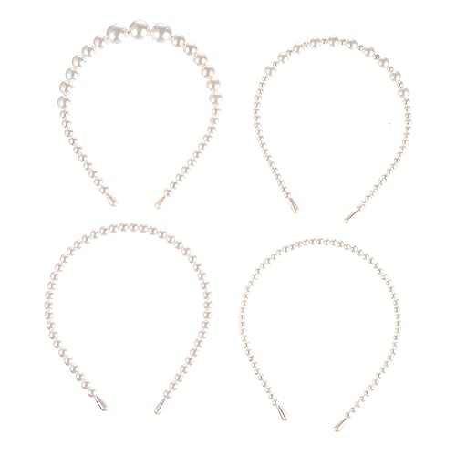 Mikinona 4stücke Perlen-stirnband Für Damen Kunstperlen-haarband Perlen-kopfbedeckung Haarschmuck Mit Für Hochzeit Und Party von Mikinona