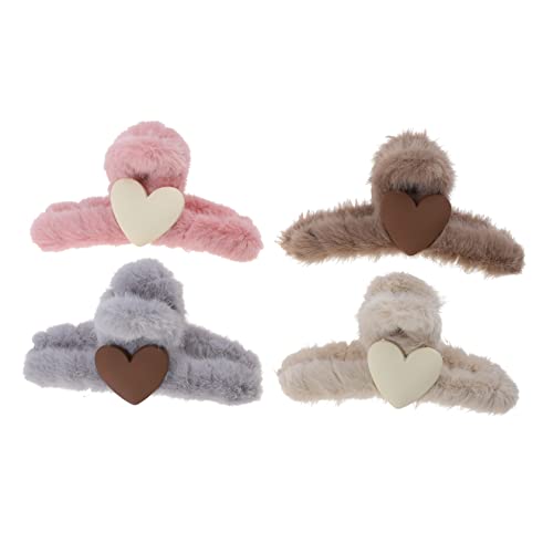 Mikinona 4stücke Plüsch-haarklemme Für Frauen Dekorative Haarspange Haarklemme Pferdeschwanz-clip Für Mädchen Geeignet Für Verschiedene Anlässe von Mikinona