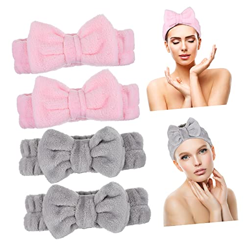 Mikinona 4 Stück Schleife Stirnband make up stirnband makeup stirnband Trainingsanzug Stirnbänder für sportliche Damen elastische Haargummis Haarband Sport-Stirnbänder Make-up-Stirnband Spa von Mikinona