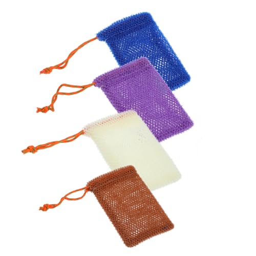 Mikinona 4 Stück Seifenbeutel-schäumendes Netz Badetuch nylontasche Schnelltrocknend Nylonbeutel Afrikanische Seife Bad Luffa Handtücher Handtuch Werkzeug zur Badreinigung Bad-Hautwäscher von Mikinona
