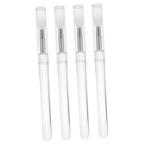 Mikinona 4 Stück Staubsichere Silikonlippenbürste Bürsten Mischen Gesicht getönt klein Lidschatten Pinsel Lippen-Make-up-Pinsel Lippenstift-Pinselapplikator lippenpinsel silikon Kieselgel von Mikinona