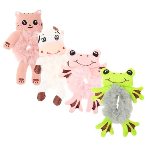 Mikinona Haargummi Scrunchy Pferdeschwanzhalter Pelzige Haarbänder Set Haarschmuck Damen Haargummis von Mikinona