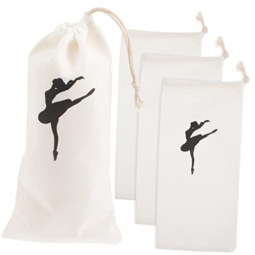 Mikinona 4 Stück Teiliges Ballett Tanzschuhtaschen aus Atmungsaktivem Canvas mit Kordelzug Geräumig und Geruchsfrei für Ballettschuhe und Kleine Tanzutensilien für Mädchen und Ballerinas von Mikinona