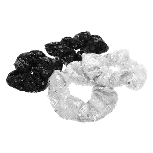 Mikinona 4 Stück Teiliges Glitzernde Pailletten Haargummis Elastische Haarbänder mit Trendigem Meerjungfrauen Schuppen Design Großes Bequemes Haar Accessoire für Mädchen für Geburtstags von Mikinona