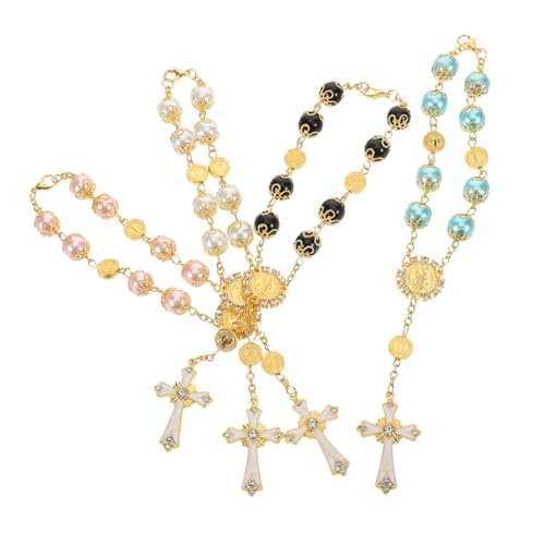 Mikinona 4 Stück Teiliges Rosenkranz Armband Handgefertigte Gebogene Nadel Bunte Glasperlen Kreuzanhänger Religiöses Gebetsarmband für Kommunion Taufe Hochzeit Schmuck für Männer und Frauen Mikinona 4 Stück Teiliges Rosenkranz Armband Handgefertigte Gebogene Nadel Bunte Glasperlen Kreuzanhänger Religiöses Gebetsarmband für Kommunion Taufe Hochzeit Schmuck für Männer und Frauen von Mikinona