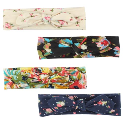 Mikinona 4stücke Stirnbänder Für Damen Aus Weichem Verstellbare Haarbänder Mit Hasenohren-muster Elastische Headwraps Für Kopfgröße Anpassen Klebstoff Oder Clips von Mikinona