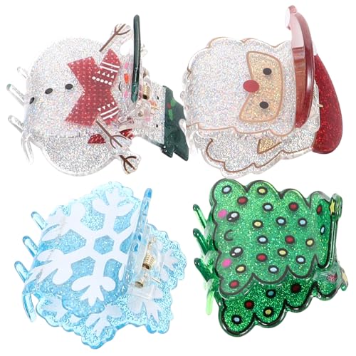 Mikinona 4 Stück Weihnachtliche Kleine Haarspangen mit Festlichen Weihnachtsmotiven Dekorative Haarclips für Frauen Vielseitige Styling Accessoires für Weihnachtsfeiern und Winterpartys von Mikinona