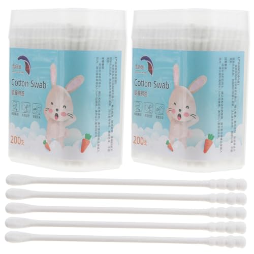 Mikinona 400stücke Boxen Wattestäbchen Runde Spiralspitze Mehrzweck Wattestäbchen Für Ohren Und Nase Aus Sicherer Baumwolle Und Papier von Mikinona