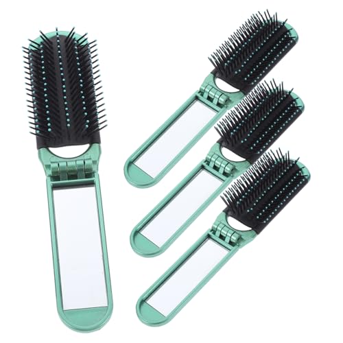 Mikinona 4Stücke Faltbare Haarbürsten mit Spiegel Taschenhaarbürste Kompakte Haarbürste Klappbar und Praktisch für Unterwegs für Damen und Herren von Mikinona