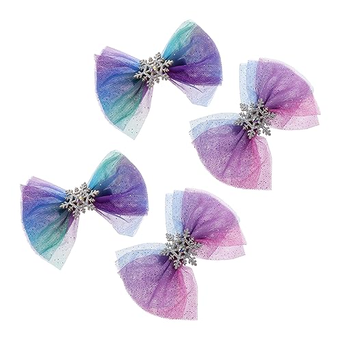 Mikinona 4stücke Schneeflocken-haarspangen Mit Schleifen-design Für Mädchen Süße Weihnachts-haarclips Für Festlichkeiten Und Besondere Anlässe von Mikinona