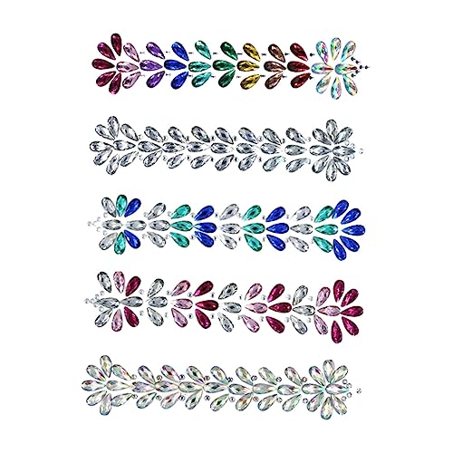 Mikinona 5 Stück Kristall-Aufkleber Strasssteine ​​Aufkleber Diamanten Aufkleber Gesicht Gesichtsaufkleber Gesichtsschmuck Kristall-Make-up-Kunstaufkleber Acryl von Mikinona
