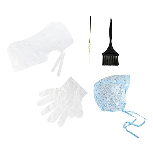 Mikinona 5 Stück Teiliges Einweg Haarfärbeset Haarfärbewerkzeuge für Salon Färbehut Pinsel Schürze und Häkelnadel für Heimgebrauch oder Friseursalon von Mikinona