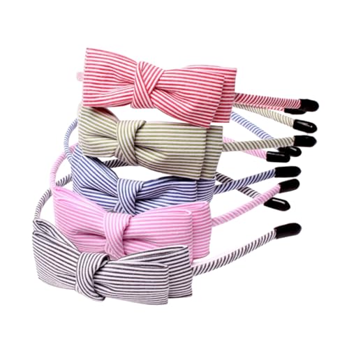 Mikinona 5stücke Teiliges Striped Bow-knot Haarbänder Für Mädchen Doppelte Schleife Vielseitige Haaraccessoires Für Partys Und Alltag Für von Mikinona